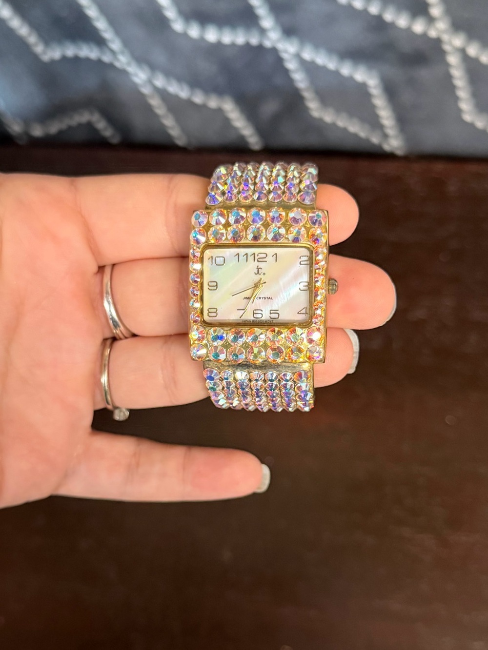 Jimmy Crystal New York Crystal Embellished Square Face Watch Iridescent